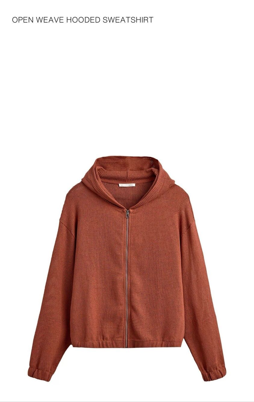 Zara Open Weave Hooded Sweatshirt NWT